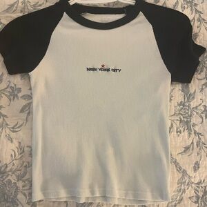 New York City Brandy Melville Navy and White T-Shirt